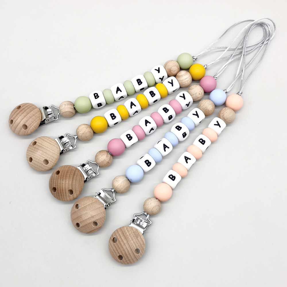 Baby Products In - 맞춤형 이름 젖꼭지 클립 체인 실리콘