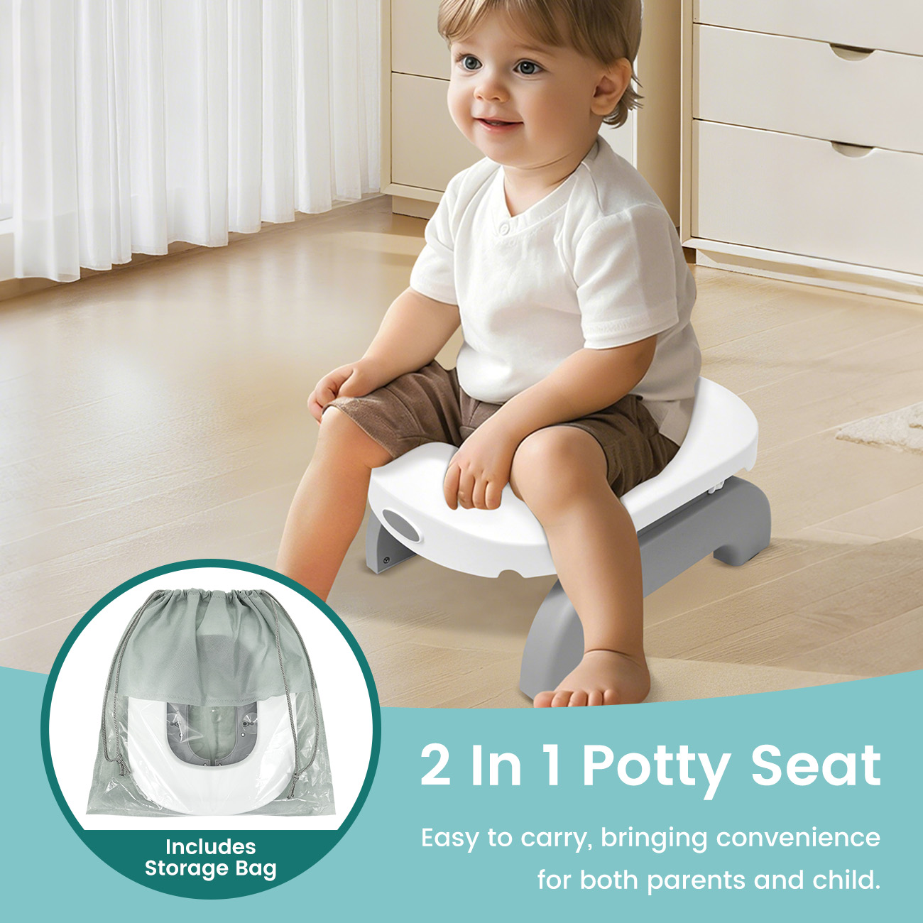 Toddler Potty Training Seat - 2-in-1 휴대용 변기, 유아용 여행 변기