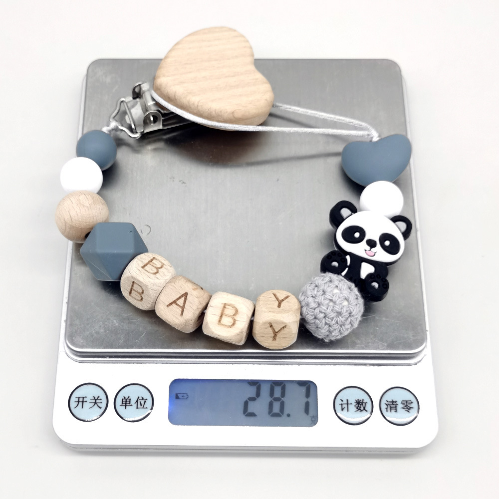 나무로 만든 맞춤형 아기 고무젖꼭지 체인 귀여운 동물  - Baby Products In 리뷰 및 가격