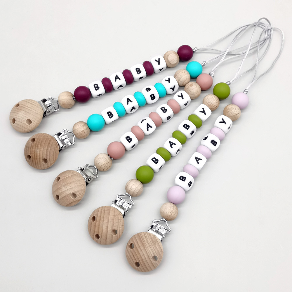 맞춤형 이름 젖꼭지 클립 체인 실리콘 비즈 더미 클립  - Baby Products In 리뷰 및 가격
